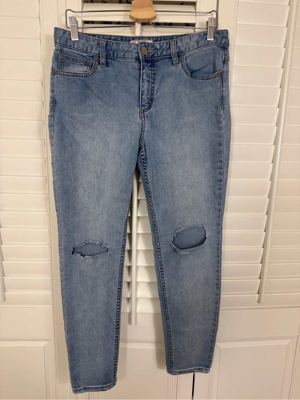 Free People Light Blue Ripped Skinny Jeans